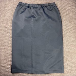 Vintage Skirt Below the Knee Midi Length Black Pull-On Back Pleat Detail